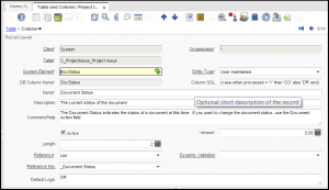 New C_ProjectIssue Columns SQL for DocStatus